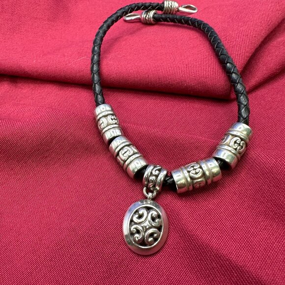 Brighton Retired Black Braided Leather Cord Choker Necklace - Picture 3 of 11